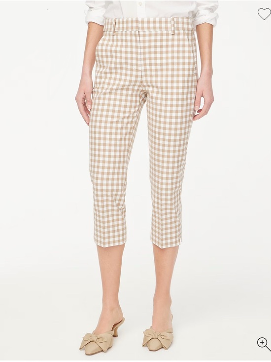 J. Crew Factory Pants - J. Crew Factory Beige and White Gingham Cropped Capris